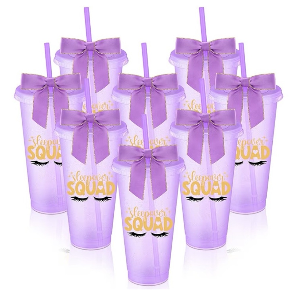 Purple Sleepover Squad Party Reusable Cups